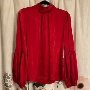NWT CeCe Red High-Neck Blouse Size Small